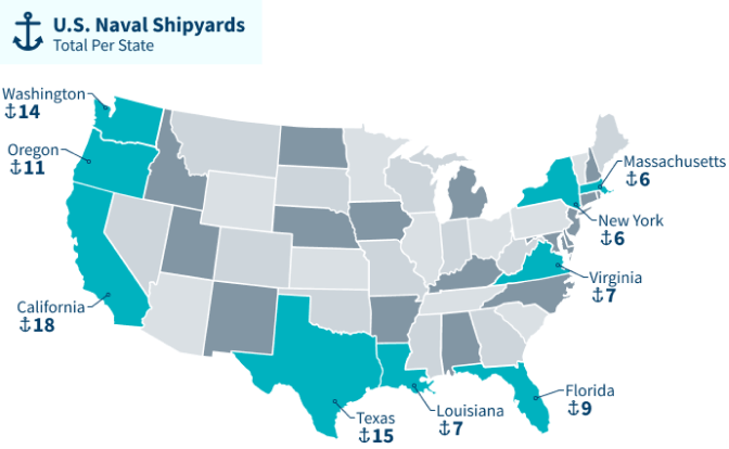 Location of Navy shipyards in the United States